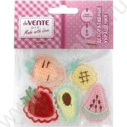 Декоративные украшения из ткани "Fruits" 5шт от 28*40мм до 35*42мм, ассорти дизайнов /блистер | Фото 2