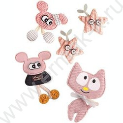Декоративные украшения из ткани "Сat and mouse" 5шт от 45*40 до 60*90мм, ассорти дизайнов /блист | Фото 1