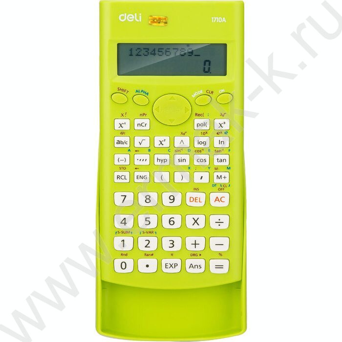 Калькулятор Deli E1710A/GRN д/научных расчётов /240функций/ двустрочный /зеленый, 10+2 разряд | Фото 1