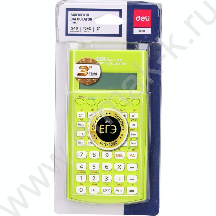 Калькулятор Deli E1710A/GRN д/научных расчётов /240функций/ двустрочный /зеленый, 10+2 разряд | Фото 4