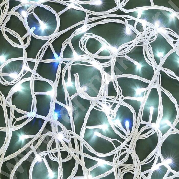 Эл./гирлянда LED  200 ламп Вьюн, 20м /белый,мерцание синий,белый провод,220В, коннектор | Фото 1