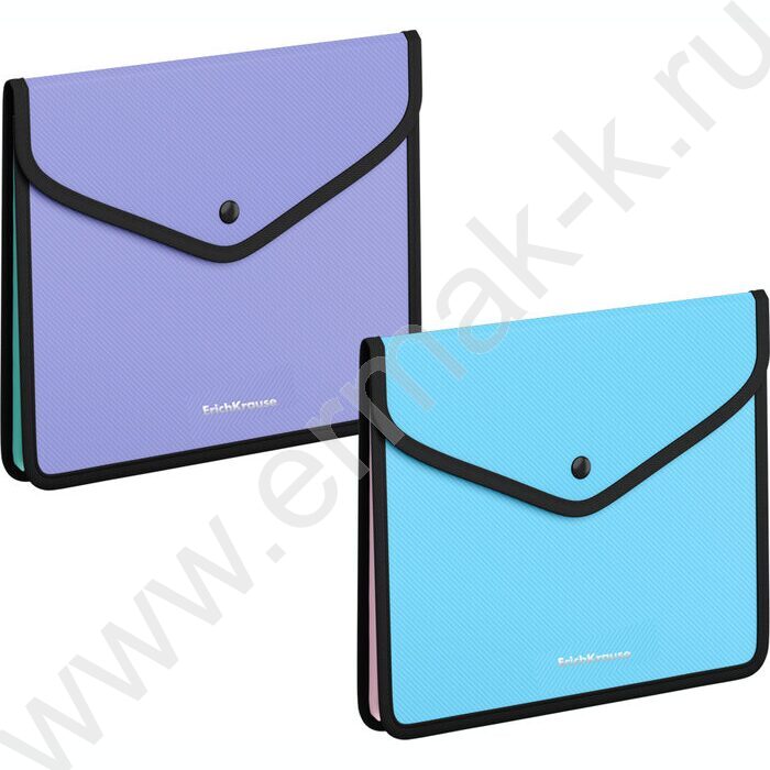 Папка-конверт на кнопке А5+ Diagonal Pastel непрозрач. /обшитая, с текстильной вставкой /ассорти | Фото 1