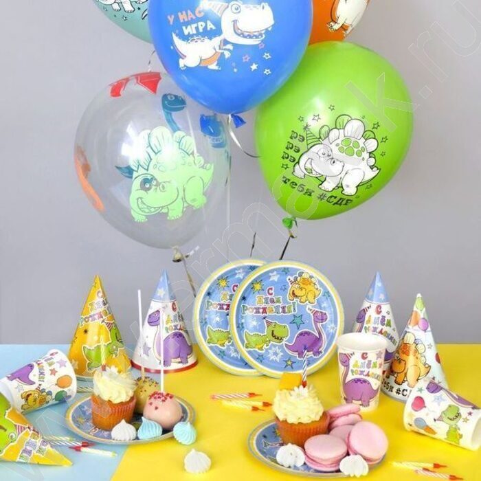 Тарелка бумажная 18см/8шт С Днем Рождения! Динозаврики | Фото 2