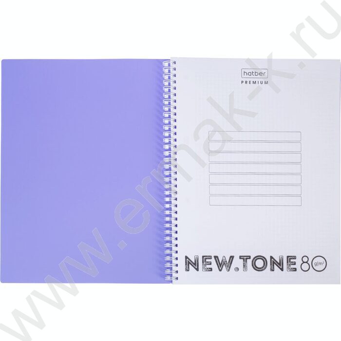 Тетрадь  80л А4 клетка/спираль/многоуров.перфорация/пл.обл. "NEWtone PASTEL Лаванда" | Фото 2