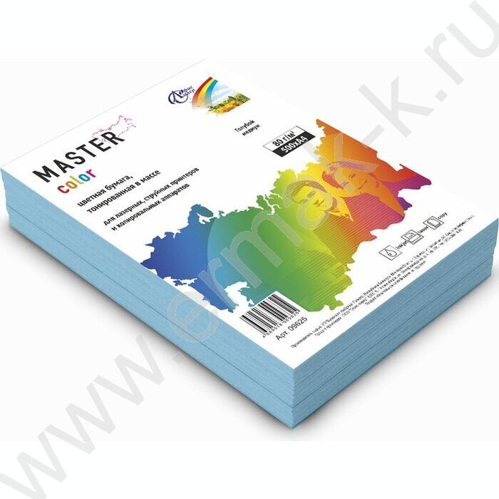Бумага А4  80г/мкв 500л "Master Color" голубой медиум | Фото 1
