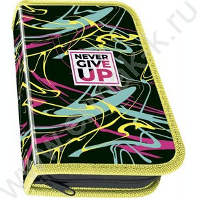Пенал б/наполн. 1молния 190*115мм Never give up /большой, печать на фольге