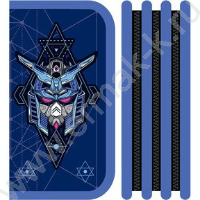 Пенал б/наполн. 3молнии 190*105мм Робот /большой, печать на ткани