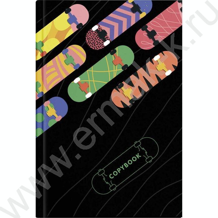 Тетрадь  96л А5 клетка/тв.обл. "Яркие скейтборды" | Фото 1