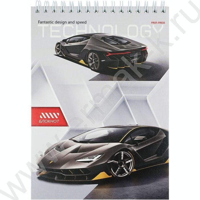 Блокнот  80л А5 спираль "Технологичные спорткары" ассорти | Фото 3
