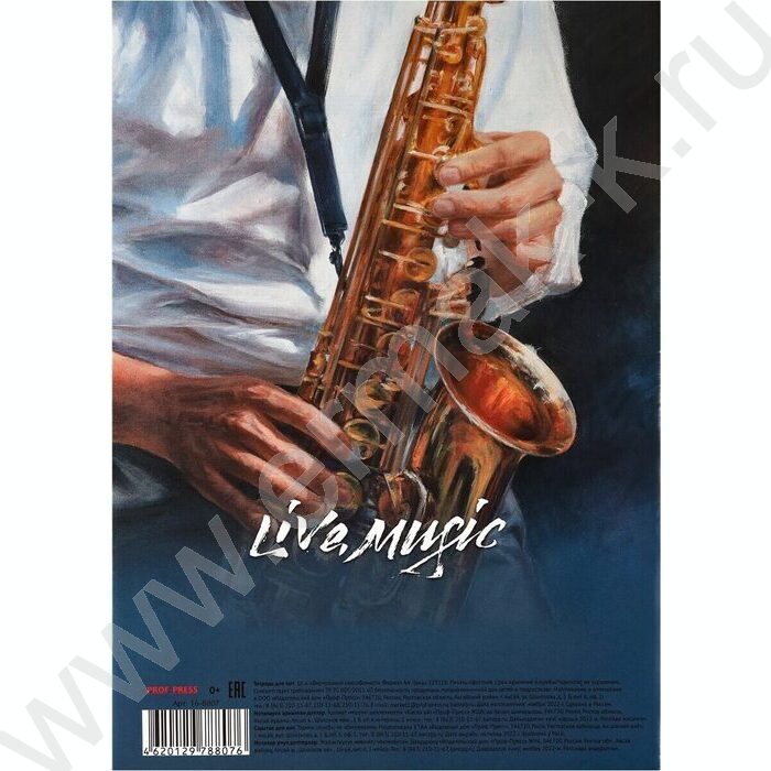 Тетрадь для нот 16л А4 "Виртуозный саксофонист" вертикальная | Фото 3