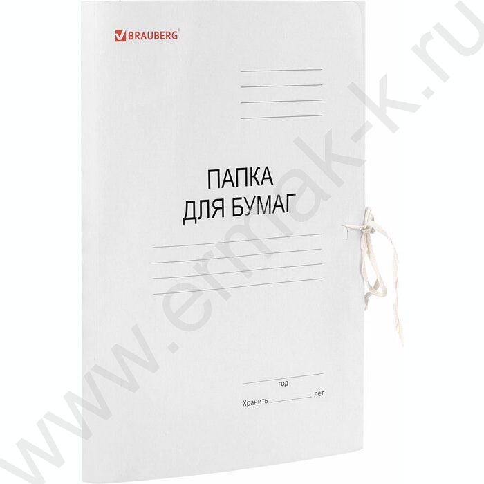 Папка д/бумаг на завязках белая A4 320г/м², до 200 листов, мелованная | Фото 1
