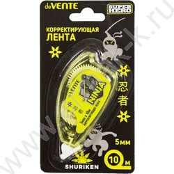 Корректирующая лента 5мм*10м "SuperHero" полупрозр. желтый корпус, фронт. аппликатор, блистер | Фото 1