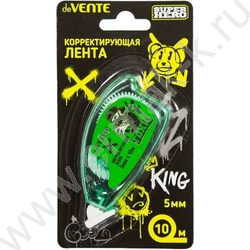 Корректирующая лента 5мм*10м "SuperHero" полупрозр. зеленый корпус, фронт. аппликатор, блистер | Фото 1
