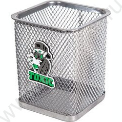 Подставка д/каранд. и ручек 8*8*9,8см квадратная, сетчатая метал., серебристо-серая "Toxic" | Фото 1