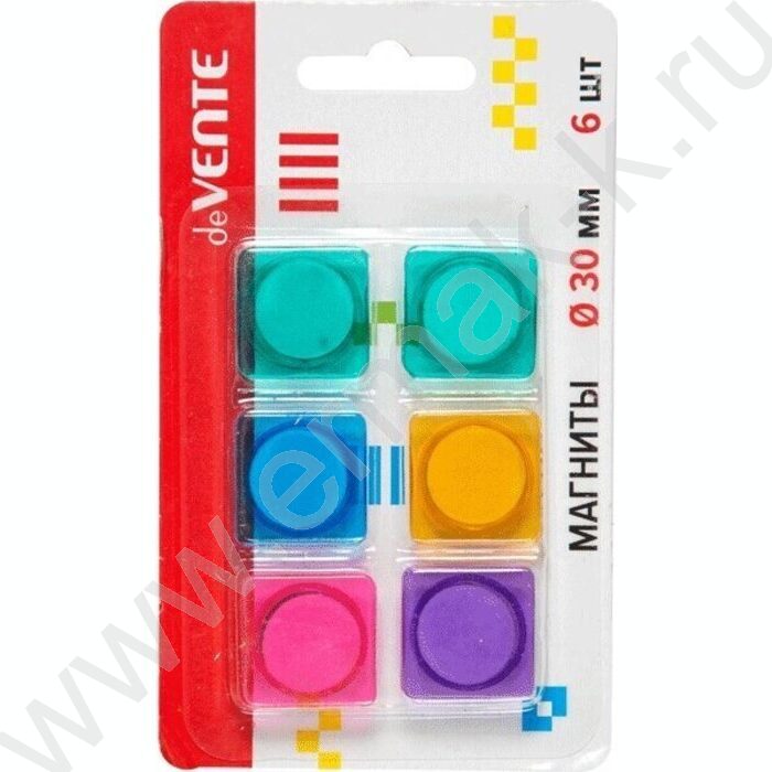 Магнит д/белой доски 30мм /6шт "SQUARE"  в форме квадрата /ассорти /блистер | Фото 1