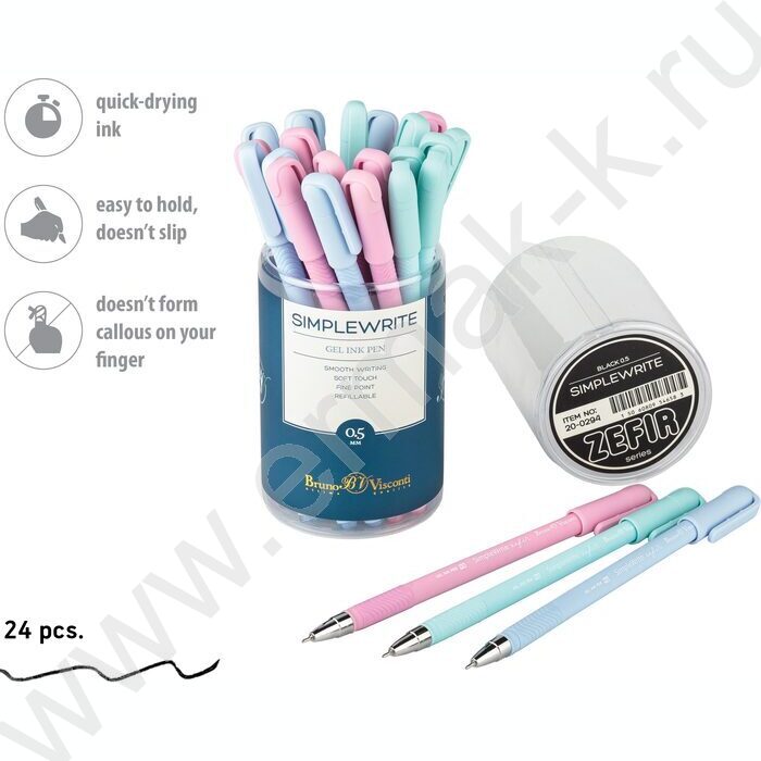 Ручка гелевая черная 0,5мм SimpleWrite Zefir покрытие Soft Touch,3 цвета корпуса | Фото 3