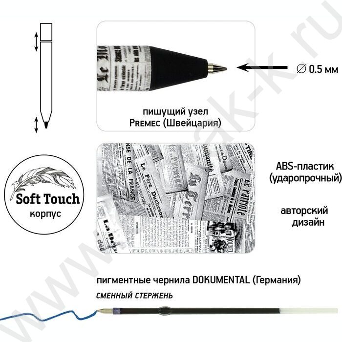 Ручка шар авт ArtClick. Газета синяя 0,5мм | Фото 2