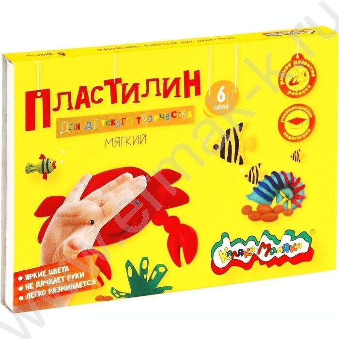 Пластилин   6цв  90г Каляка-Маляка+стек д/творчества | Фото 1