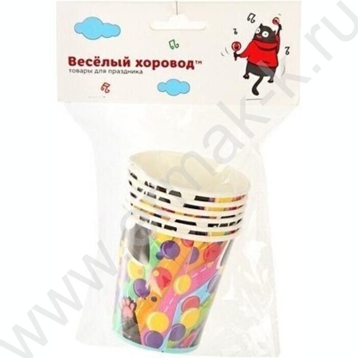 Стаканы бумажные 270мл/6шт Разноцветные котики | Фото 2
