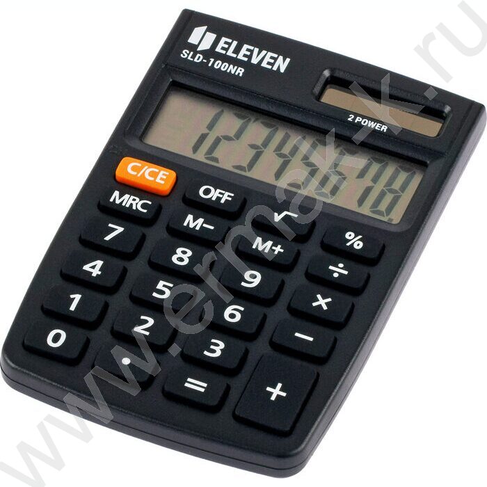 Калькулятор ELEVEN SLD100NR /двойное питание/ черный, 8 разряд | Фото 1
