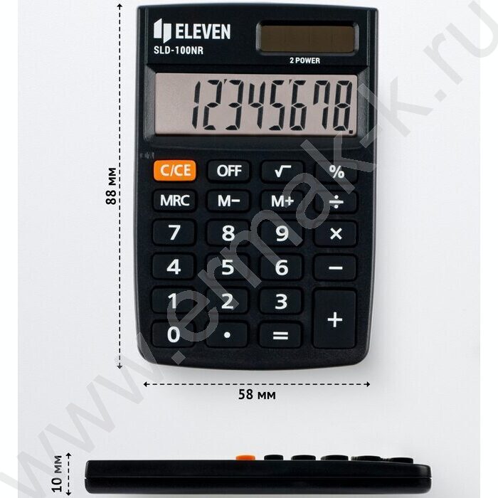 Калькулятор ELEVEN SLD100NR /двойное питание/ черный, 8 разряд | Фото 5