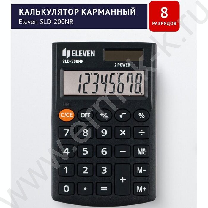 Калькулятор ELEVEN SLD200NR /двойное питание/ черный, 8 разряд | Фото 6