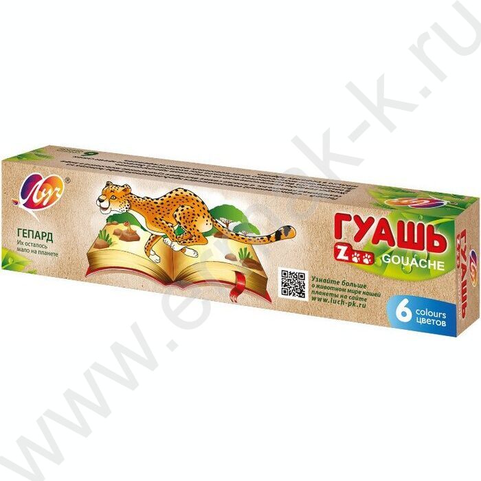 Гуашь   6цв 15мл "ZOO" /(блок-тара), карт.кор. | Фото 1