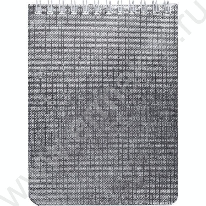 Блокнот  40л А6 спираль бумвинил "METALLIC Серебро" | Фото 1