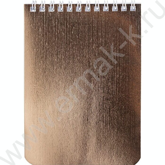 Блокнот  40л А6 спираль бумвинил "METALLIC Золото" | Фото 1