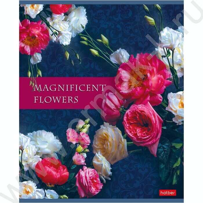 Тетрадь  80л клетка "Роскошные цветы" ассорти | Фото 1