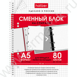Сменный блок А5  80л спираль/универсальная перфорация | Фото 1