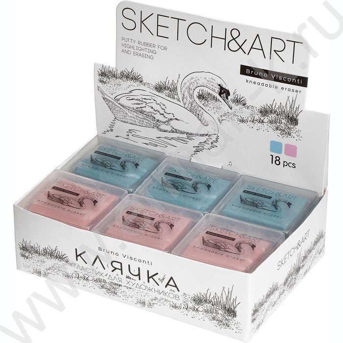 Ластик Клячка Sketch&Art розовый/голубой в пластиковой коробочке | Фото 5