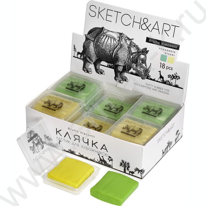Ластик Клячка Sketch&Art жёлтый/зелёный в пластиковой коробочке | Фото 5