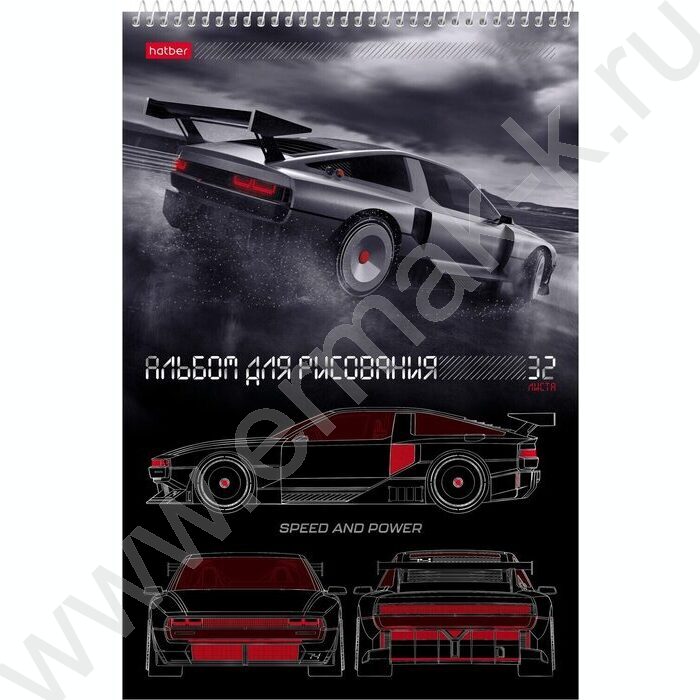Альбом д/рисования-спираль 32л "Скорость и мощь" /перфорация/мат.ламин. 3D фольга/ 5видов | Фото 4