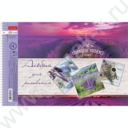 Альбом д/рисования-спираль 48л "Лавандовые поля" /перфорация /тиснение/ 4вида | Фото 1