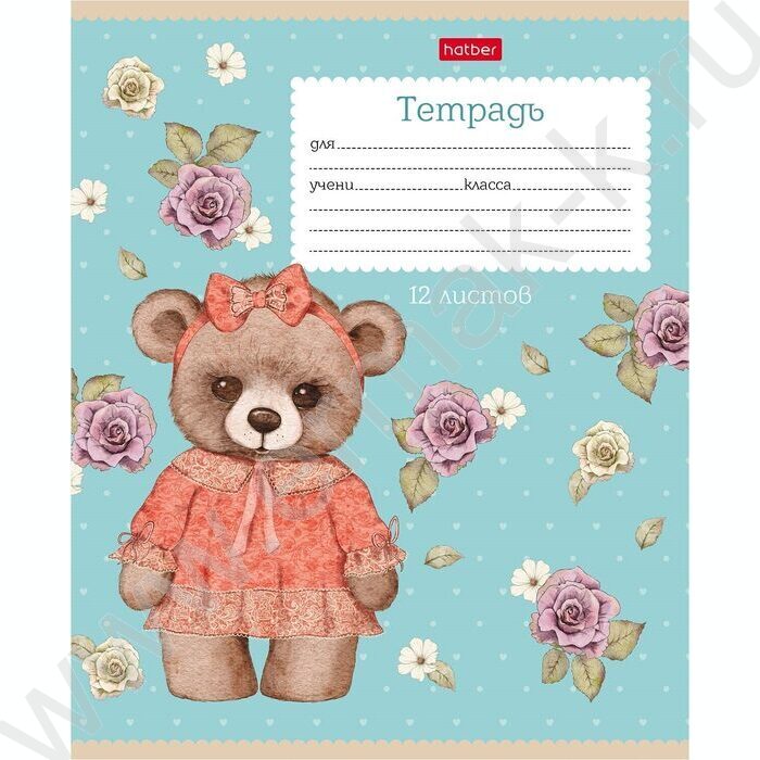 Тетрадь  12л клетка "Мишки-малышки" /тиснение/ 5видов | Фото 2