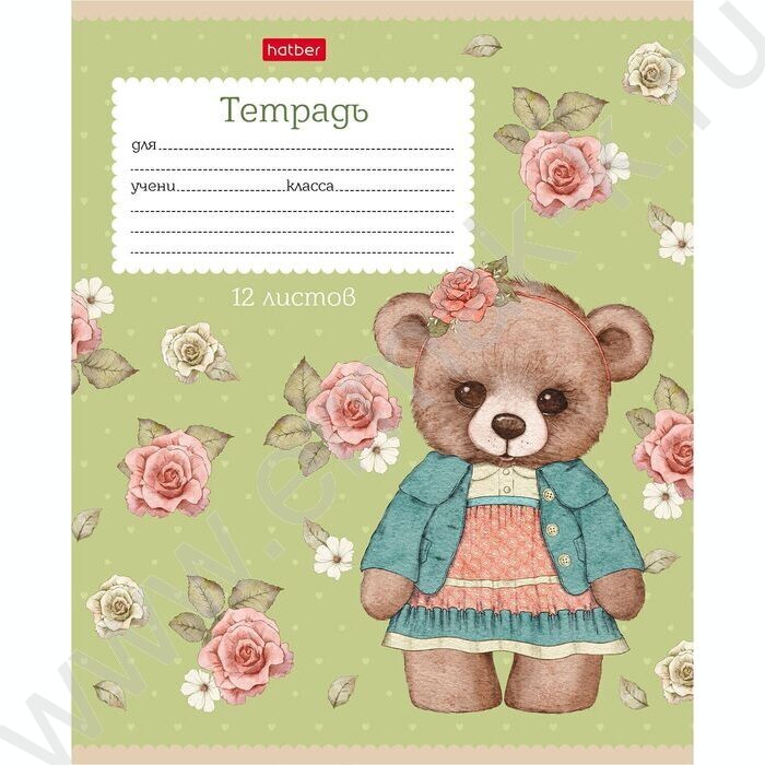 Тетрадь  12л клетка "Мишки-малышки" /тиснение/ 5видов | Фото 3