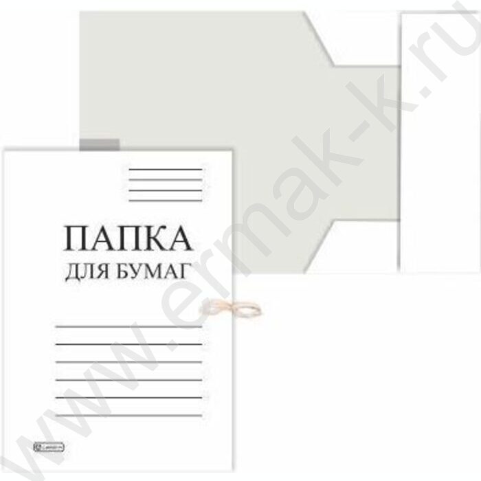 Папка д/бумаг на завязках белая A4 320г/м² мелованная | Фото 1