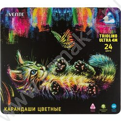 Карандаши  24цв Trio Mega Soft /трехгранные/ 4М, d грифеля-3мм метал/кор | Фото 1