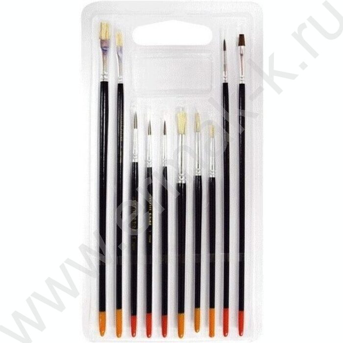 Кисть набор 10шт /пони круг. № 1,2,3,5, плоская №4, щетина круг. №1,3,5, плоская №4,8  / "Art" | Фото 2