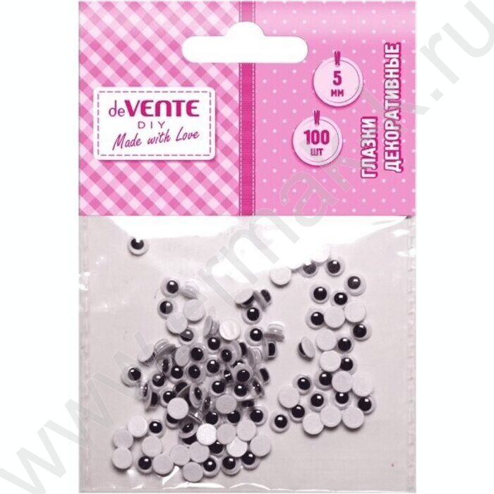 Глазки декоративные круглые, 0,5см 100шт /цвет черные /блистер | Фото 1