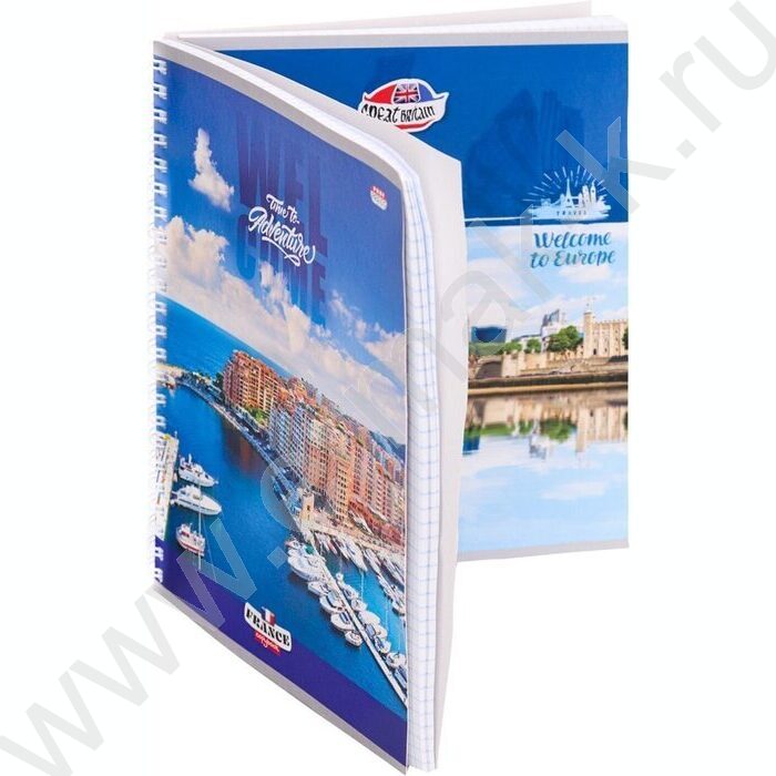 Тетрадь  80л клетка/спираль/двойная "Город на берегу-3" ассорти | Фото 2