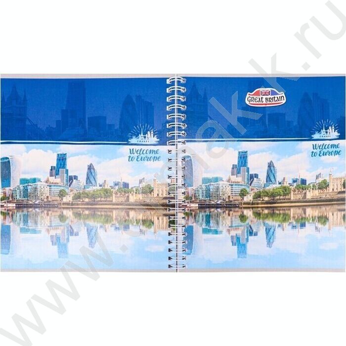 Тетрадь  80л клетка/спираль/двойная "Город на берегу-3" ассорти | Фото 4