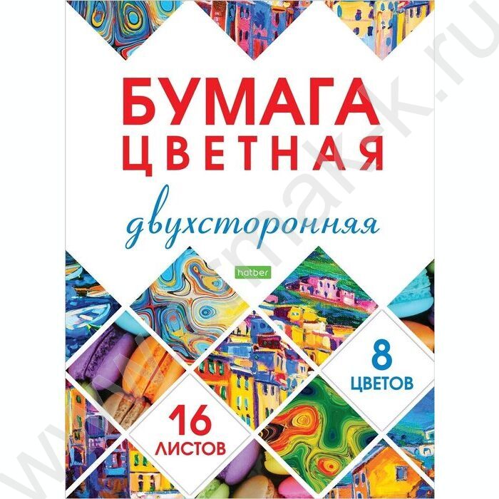 Бумага цв. двухсторонняя А4 16л/ 8цв Мозаика | Фото 1