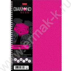 Тетрадь  96л А4 клетка/спираль/пл.обл./4цв.разделителя с линейкой DIAMOND NEON Розовая | Фото 1