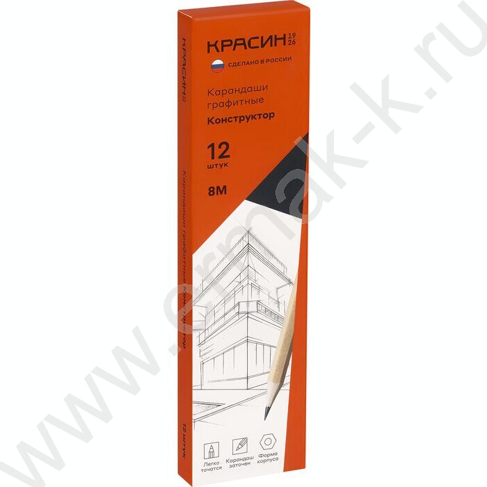 Карандаш ч/гр 8М (8B) "Конструктор" 2,2мм, шестигран, заточенный | Фото 5