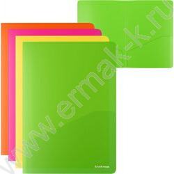 Папка уголок А4 с 2 карманами Glossy Neon /полупрозрачная, ассорти | Фото 1