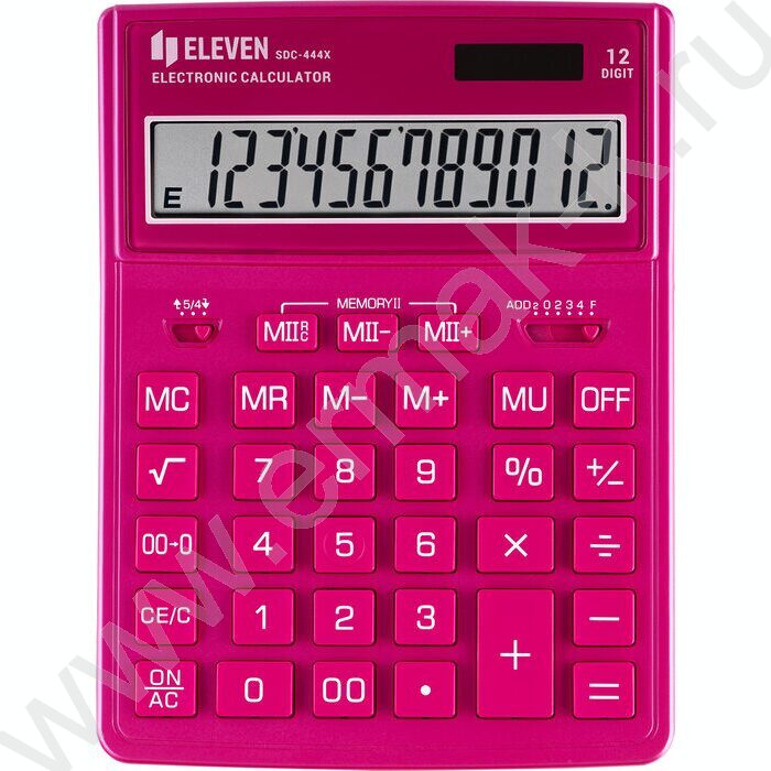Калькулятор ELEVEN SDC-444X-PK /двойное питание/ розовый, 12 разряд | Фото 2