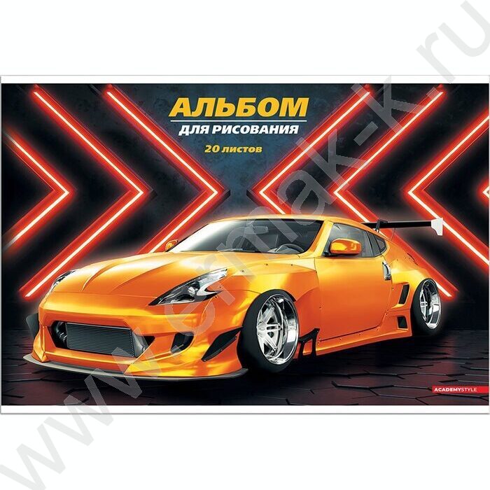 Альбом д/рисования 20л "Оранжевая машина" /твин УФ лак/ | Фото 1