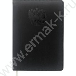 Бизнес-блокнот  64л А4 тв.обл. иск.кожа "Emblem" /черный /закругленные уголки /1 ляссе | Фото 1